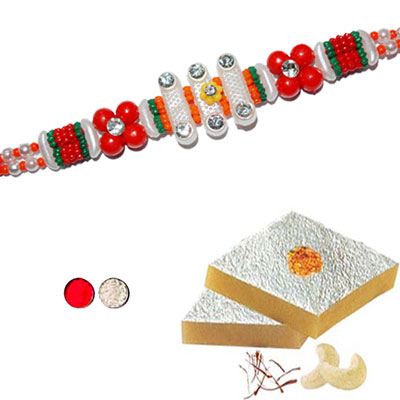 "Zardosi Rakhi - ZR-5360-288 (Single Rakhi) + 250gms of Kaju Kathili - Click here to View more details about this Product